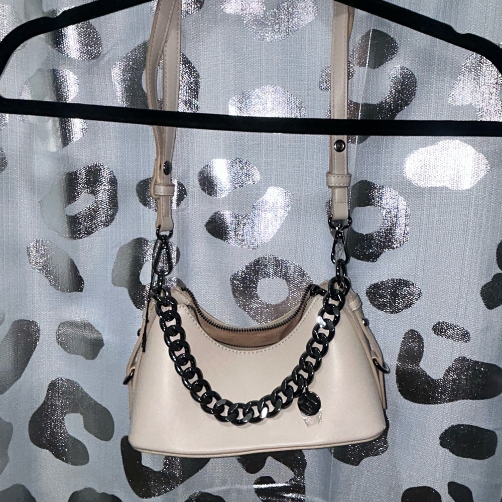 Call It Spring Cream Shoulder Bag with Chain Detail